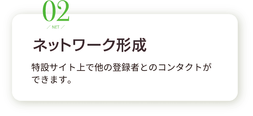 2.ネットワーク形成。特設サイト上で他の参加者とのコンタクトができます。
